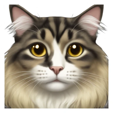 long haired mixed brown black cream fur cat with hazel green cat eyes and black boot furs sticker