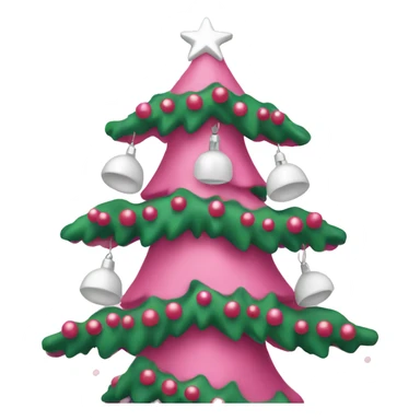 A pink Christmas tree with white bells sticker