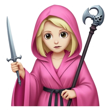 blonde grim reaper pink robe sticker