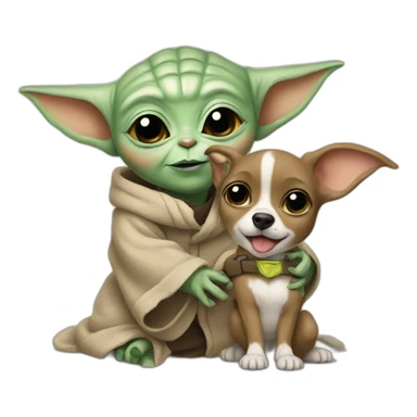 Baby Yoda with dog happy birthday sticker