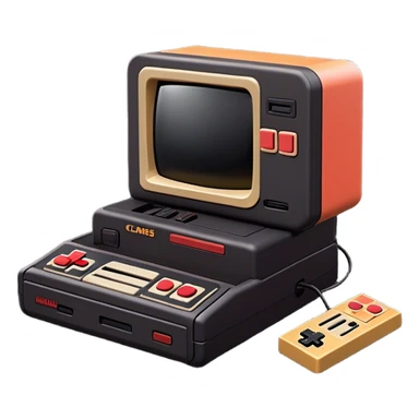 Clash of Clans aesthetic: Cinematic Playful NES Console Portrait Emoji, rendered in a 3D vector-style similar to standard emojis with minimal shading and bold, simplified shapes. A compact, distinct form with signature details, softly glowing with a nostalgic gaming charm. Simplified yet unmistakably iconic, highly detailed and consistent, glowing with a soft radiance and high shine. Stylized with a touch of retro gaming magic and a soft glowing outline, capturing the essence of a beloved gaming relic with a friendly, playful manner! sticker