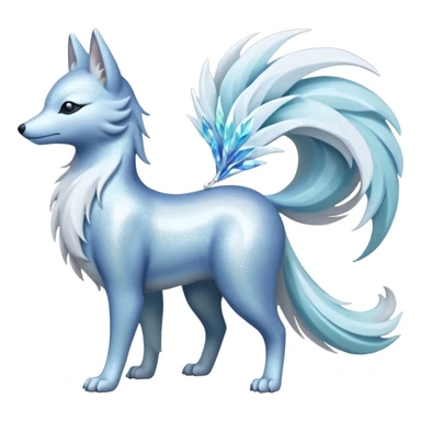 Shiny Silver-White Frosted Ice-Crystal Encrusted Regal Arctic Alolan-Ninetales-Latias-hybrid-creature (full body) sticker