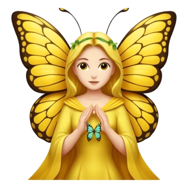 nature spirit woman dressed as butterfly herald yellow, wing sleeves spread sticker