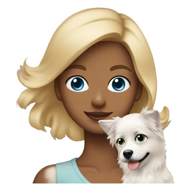 Blonde girl blue eyes holding spitz  sticker