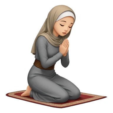 Woman Kneeling for Islamic prayer side view face to the floor sticker