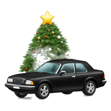 Christmas black car with Christmas tree sticker