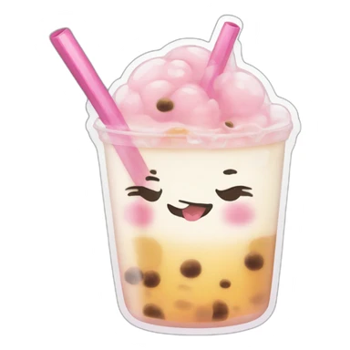 Bubble tea kawaii visage sticker