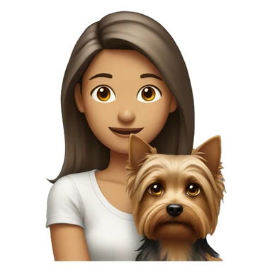 Girl with brown hair is holding a Silky terrier dog  sticker