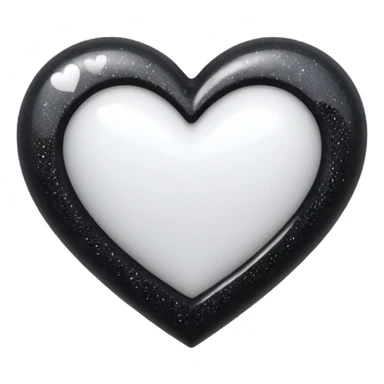 heart with black glitter and white heart sticker