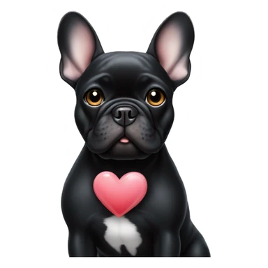 Black French bulldog with heart  sticker