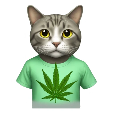 cat wearing weed shirt  sticker
