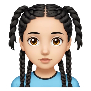 girl with brown eyes black hair and two braids  sticker