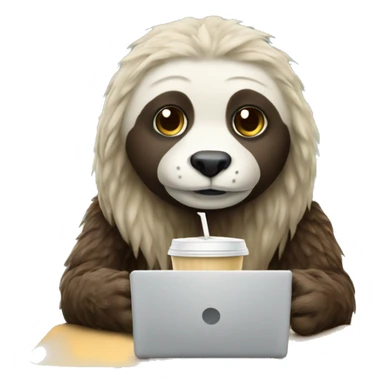 sloath with laptop and ice latte sticker