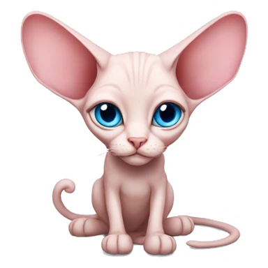 Pink-sphinx-cat-blue-eyes-big ears-sleep  sticker