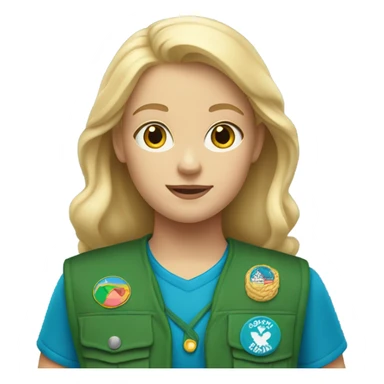 blonde Girl Scout with a blue vest sticker