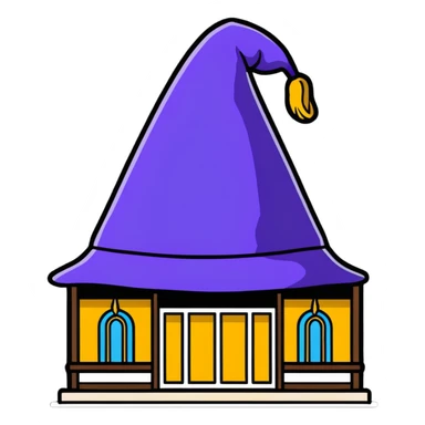 Minimalist wizard hat shop with basic storefront sticker