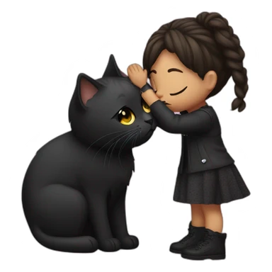 Rock girl kisses black cat sticker