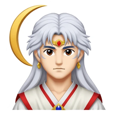Sesshomaru with crescent moon on forehead sticker