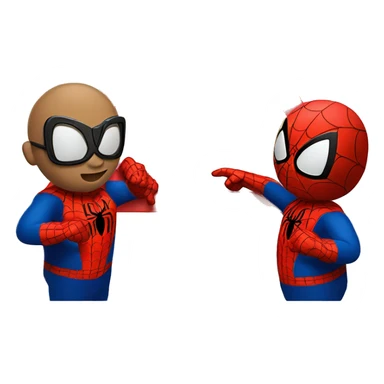 Three Spidermans pointing at each other in a triangle sticker
