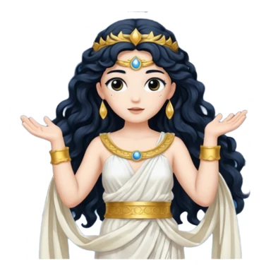 Luna, Goddess of Moon from Roman Deities with long black wavy hair, white sequin toga  sticker