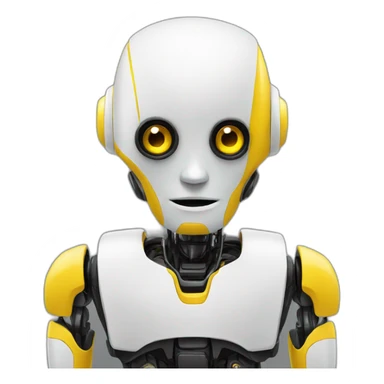 robot white yellow black sticker