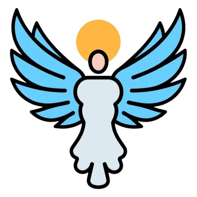saint emblem with light blue wings, divine, holy sticker