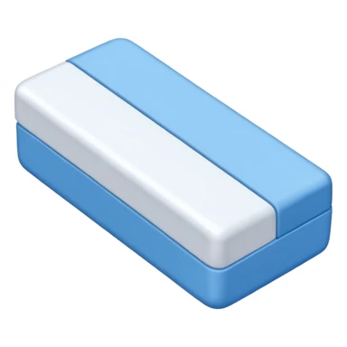 A single white eraser with dark blue and light blue wrapper sticker