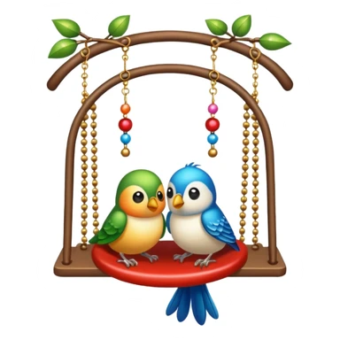 Swing with beads and bells for bird, birds wont sit right sticker