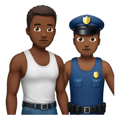 Black man in a tank top getting arrested by a white cop sticker