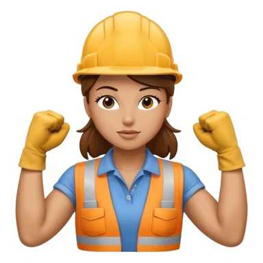 construction worker flexing her muscles sticker