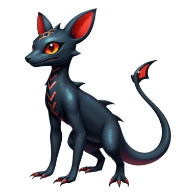 Shiny Dark Evil Exotic Colorful Salandit-Umbreon-Fakémon-hybrid-creature (full body)  sticker