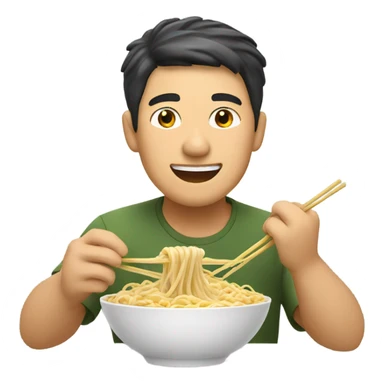 Asian guy eating noodles sticker
