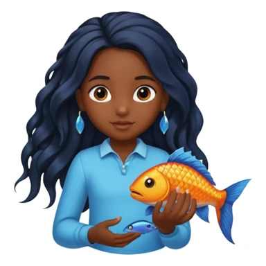 black girl kid with fish tail sticker