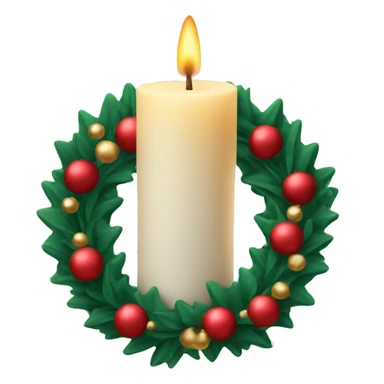 candle with christmas wreath sticker