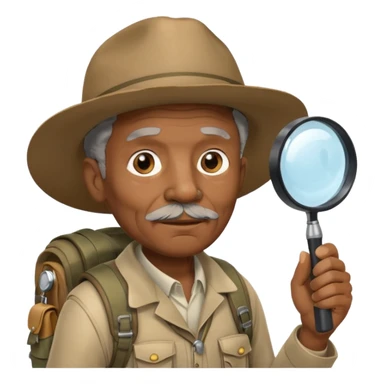Explorer old black Man with backpack and magnifying glass sticker