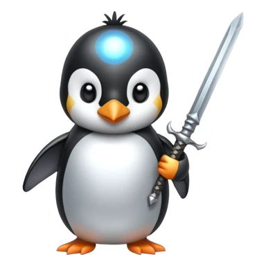 Penguin sword in hand sticker