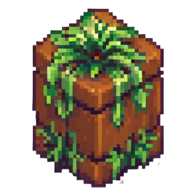 Minecraft grass block, square shape, brown and green, smooth, isometric sticker