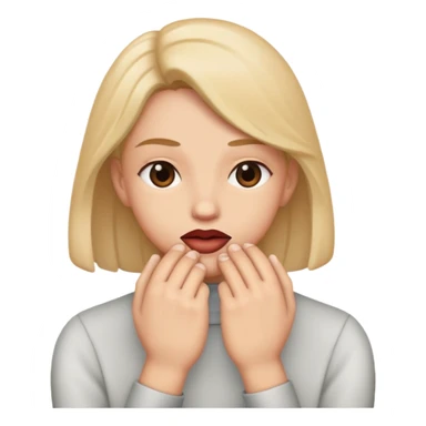 Biting lip, clasped hands  sticker