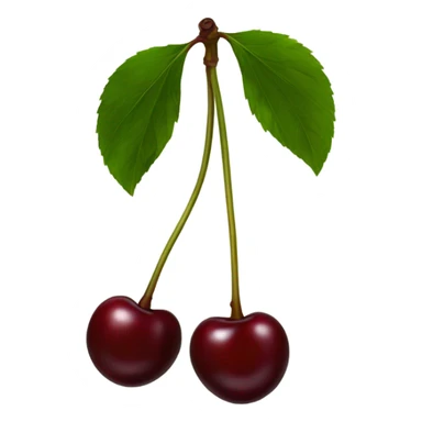 two burgundy cherries on dark green single stem sticker