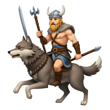 Viking Warrior Riding A Wolf  sticker