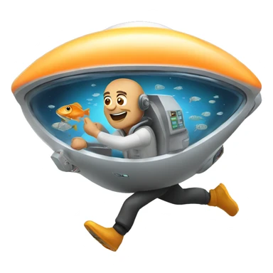 Man running on fish in a spaceship sticker