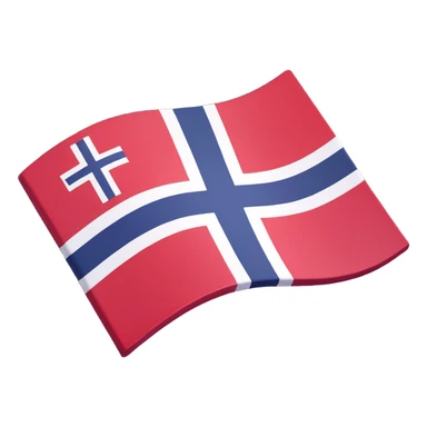Norwegian flag of Norway 3D icon style, with subtle drop shadow, modern and dimensional, no text sticker