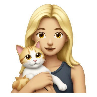 Blonde girl cuddling a cat sticker