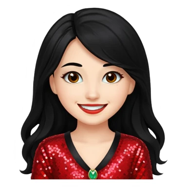 Jade from Bratz with long black hair and red sequin outfit sticker