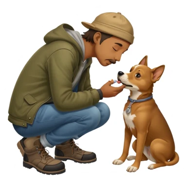 a homeless man licking dogs feet sticker