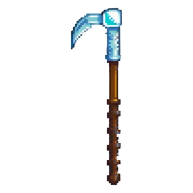 pixelated Minecraft diamond pickaxe with brown handle sticker