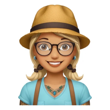 tattooed girl with hat and glasses sticker