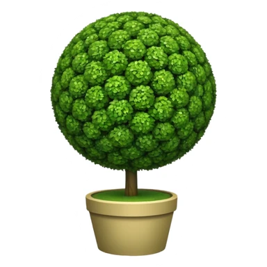 ball shaped topiary tree emoji, round green bush on trunk, spherical garden tree, emoji style, white background sticker