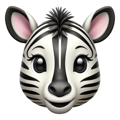 Cinematic Cute Zebra Portrait Emoji, Head tilted playfully and inquisitively, featuring a glossy, intricately striped Fur of black and white with round, sparkling eyes filled with curious wonder, Simplified yet irresistibly adorable features, highly detailed, glowing with a warm, friendly glow, high shine, affectionate and spirited, stylized with a touch of savannah whimsy, bright and endearing, soft glowing outline, capturing the essence of a mischievous yet loving zebra, so playful it feels like it could prance out of the screen and into your arms! sticker