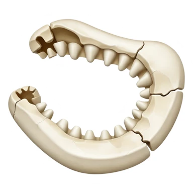 Detached jawbone lying cracked on the ground. sticker